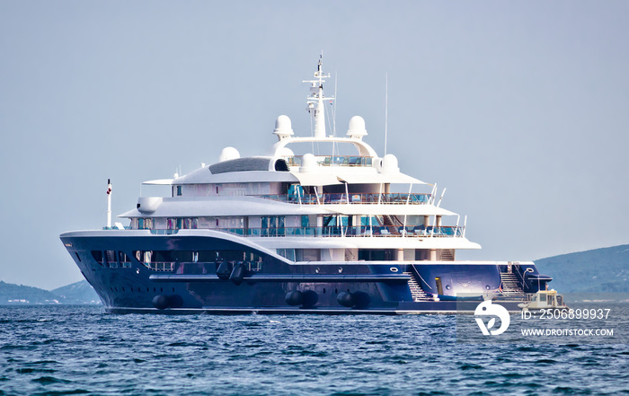 Anonymus luxury mega yacht on open sea