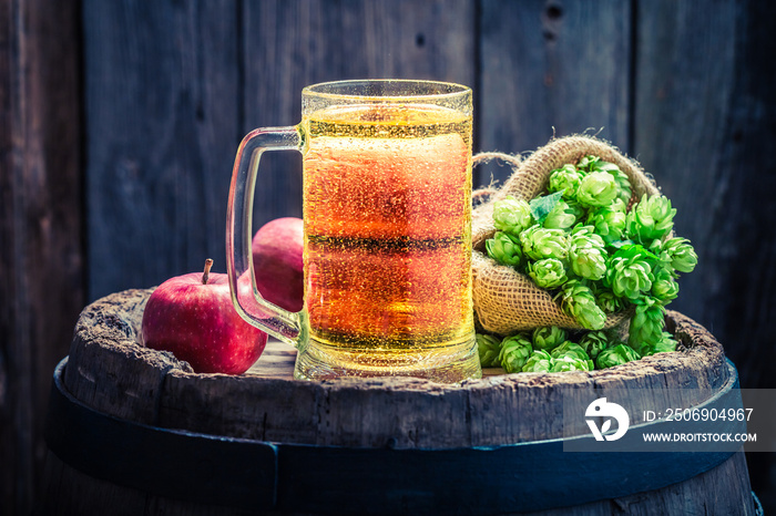 Cider beer with apples, hops and wheat