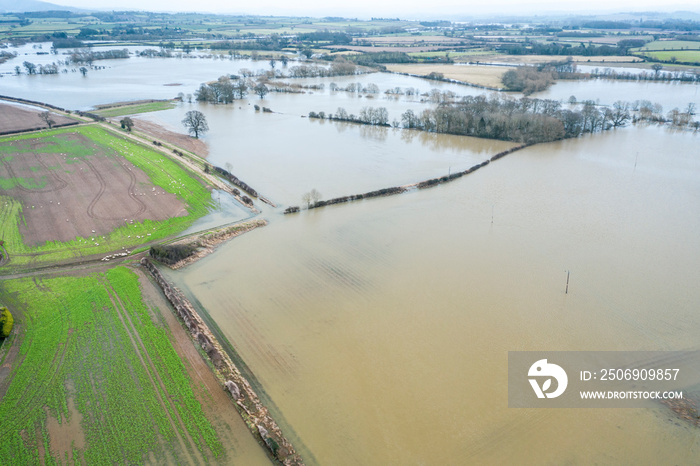 River Severn in Flood at Atcham in Shropshire