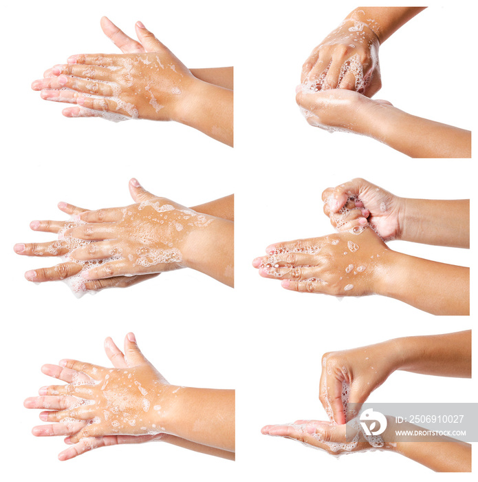 Hand washing medical procedure step by step.