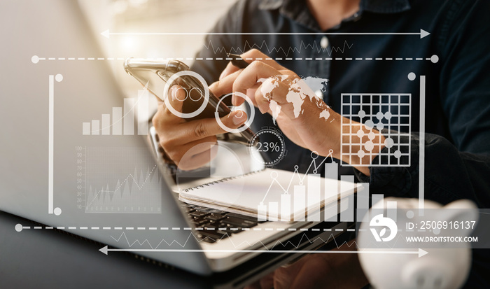 Financial report data of business operations balance sheet and income statement