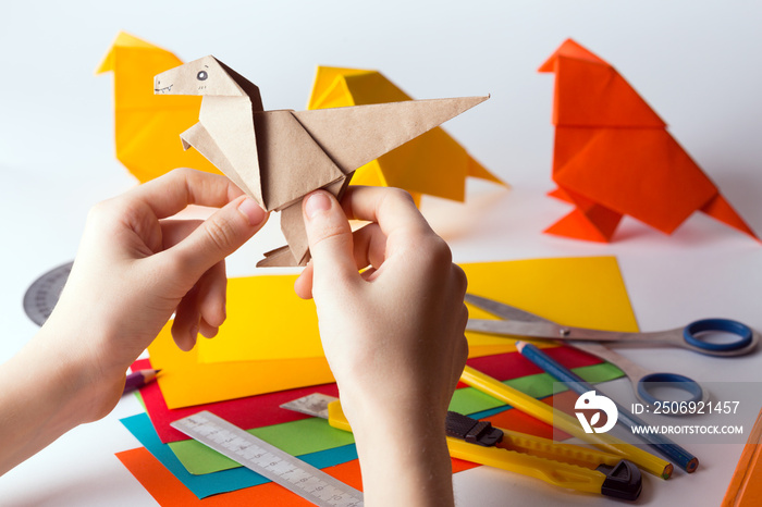 origami bird made of colored paper