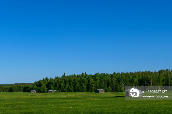 瑞典Haparanda，一块有典型谷仓的田地，来自Norrbotten。