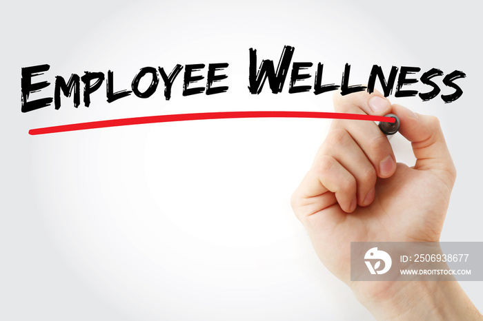 Hand writing Employee Wellness with marker, health concept background