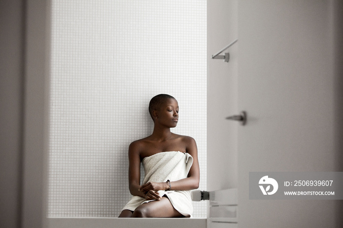 Woman in bathroom