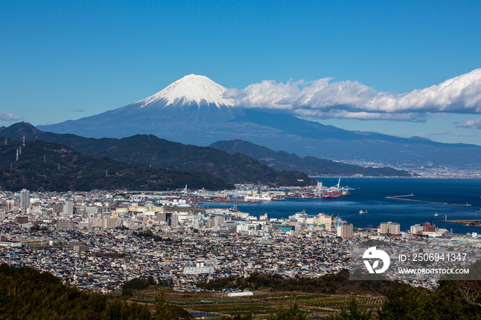 静岡市日本平から清水港と富士山