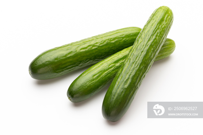 Fresh cucumber on white background.