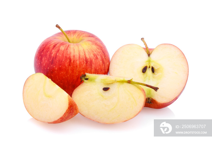 Gala apples over white background