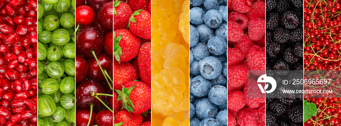 Colorful collage of different fresh berries.