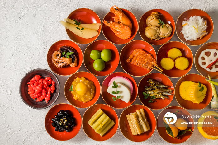 一般的なおせち料理 General Japanese New Year dishes(osechi)