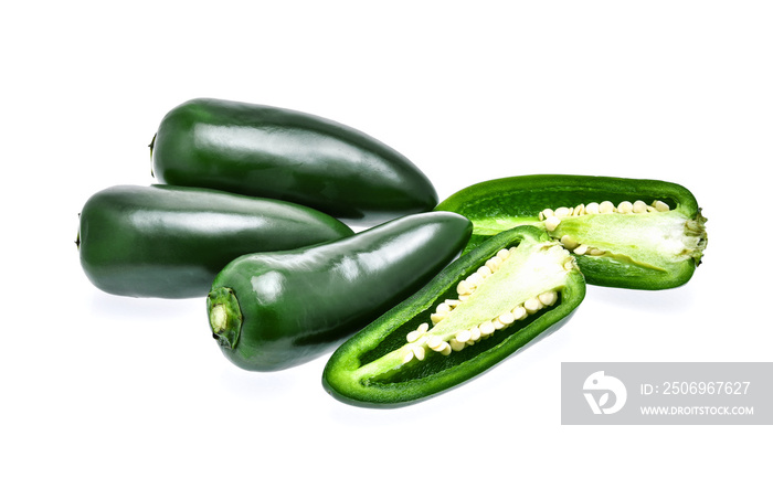 Jalapeno peppers on a white background