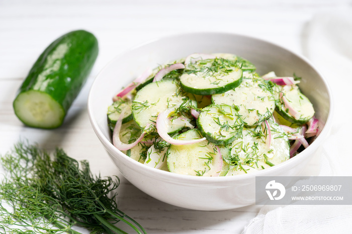 Cucumber and red onion salad