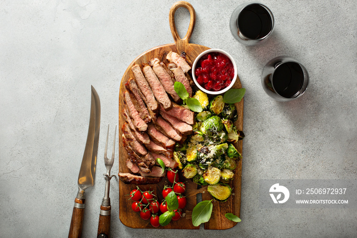 Holiday steak and brussel sprouts for Christmas