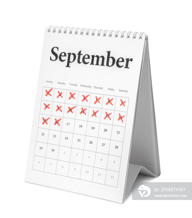 Flip calendar on white background