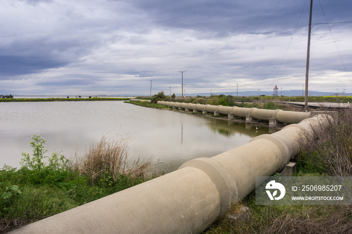 Cement pipe, near the Sunnyvale Water Pollution Control Plant, San Francisco Bay Area, Sunnyvale, Ca