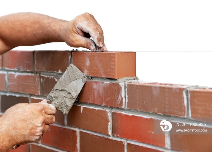 Bricklaying isolated on white