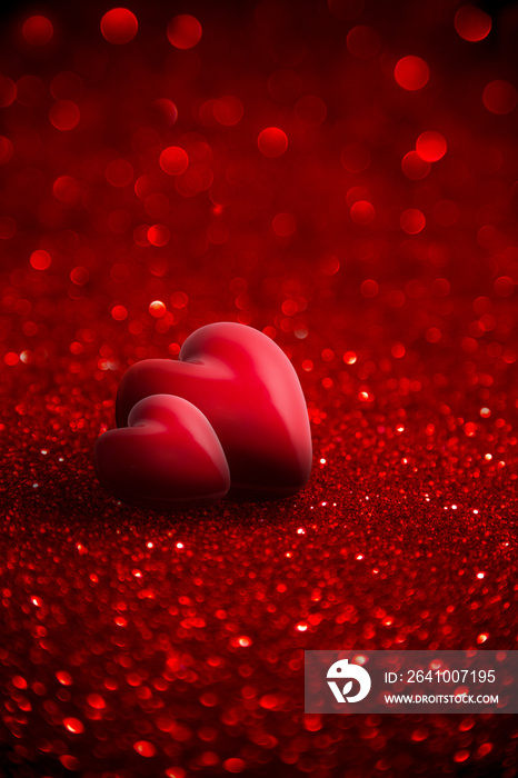 情人节的背景是两颗闪闪发光的红心