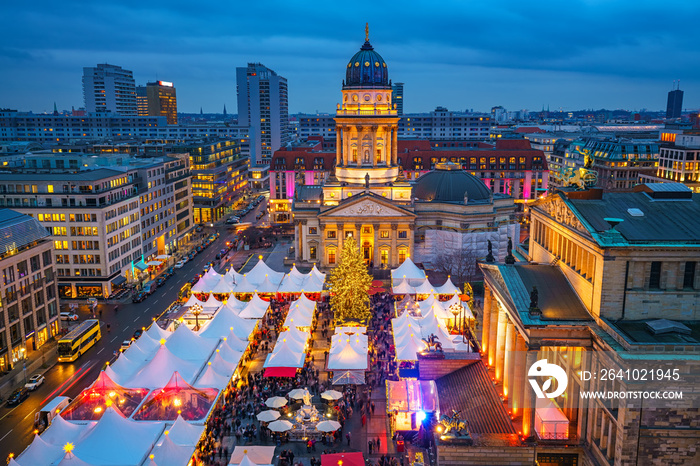 Christmas market, Deutscher Dom and konzerthaus in Berlin, Germany