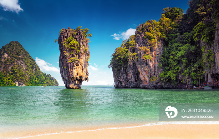 James Bond island near Phuket in Thailand. Famous landmark and famous travel destination