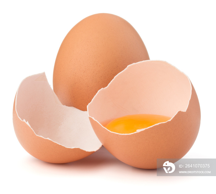 鸡蛋碎在蛋壳里，生鸡蛋分离在白背锅上