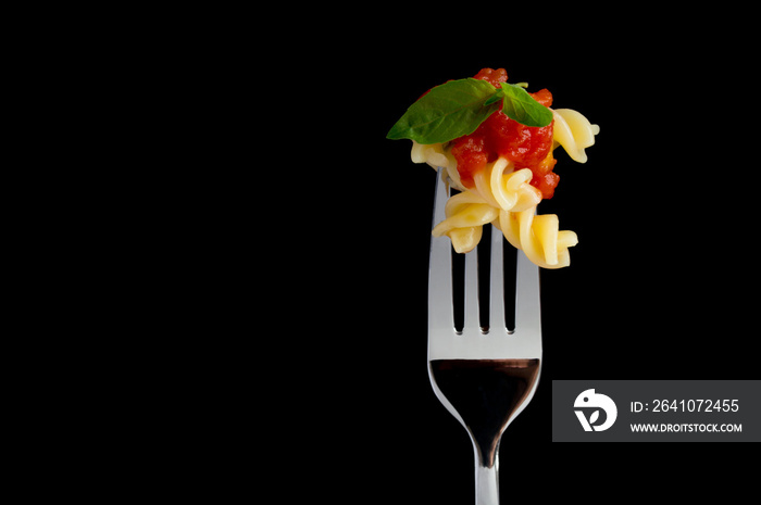 Pasta on black background