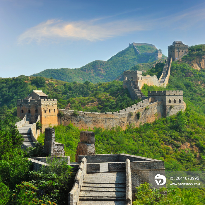 夏天的中国长城，美丽的天空