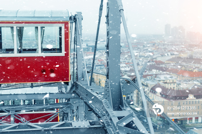 期间从普拉特游乐园摩天轮顶部俯瞰维也纳城市全景