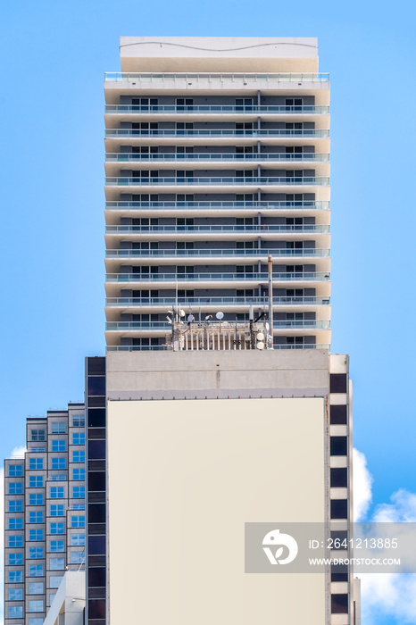 Advertisement or blank space on a Miami city building, Florida, USA