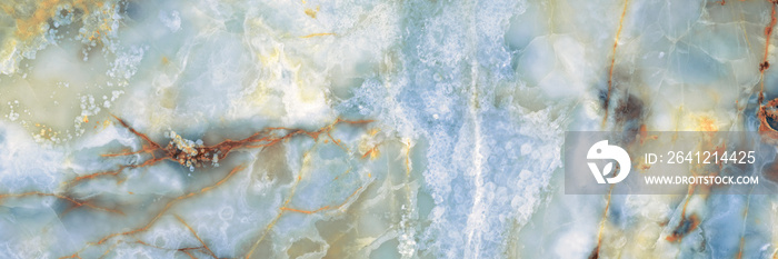 天然大理石纹理和表面背景。蓝色玛瑙大理石。内部为皇帝大理石