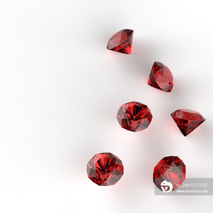 红色钻石在白色上的3d合成