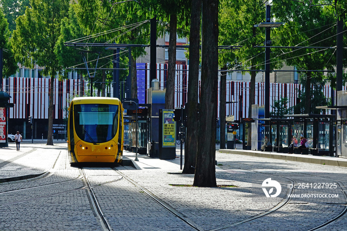 Le tramway de Mulhouse, dans le centre ville du Vieux Mulhouse