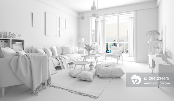 3d render of beautiful interior render setup