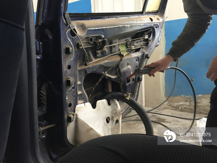 repair and replacement of a rear glass of the car made by coachbuilder