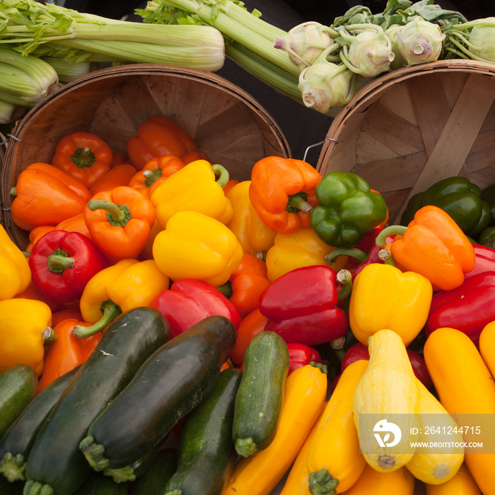 Colorful assortment of vegetables at a farmers market