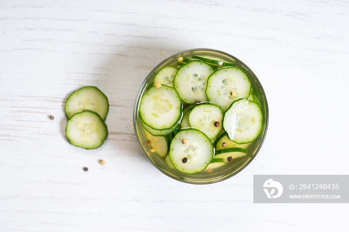 Sliced pickled cucumbers