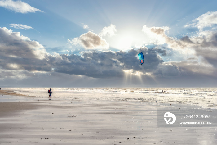 Kite surfers on the beach of St Peter-Ording