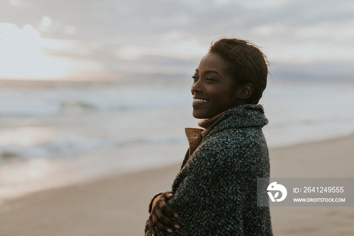 Happy woman on the beach