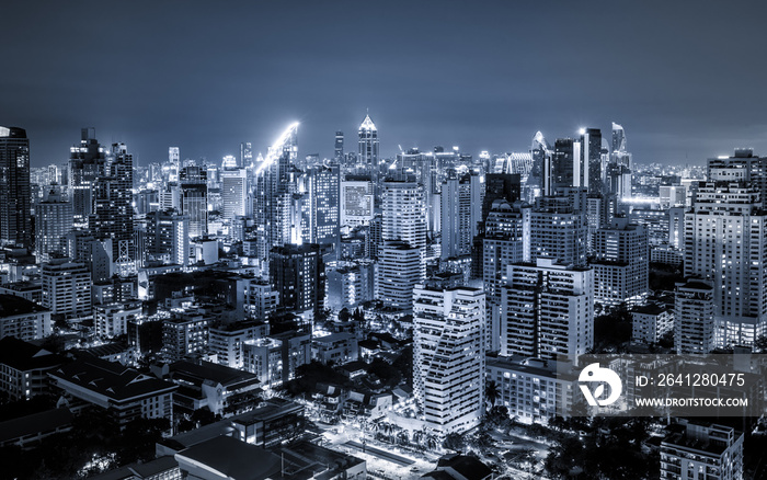 黑夜的风景城市景观点亮大都市