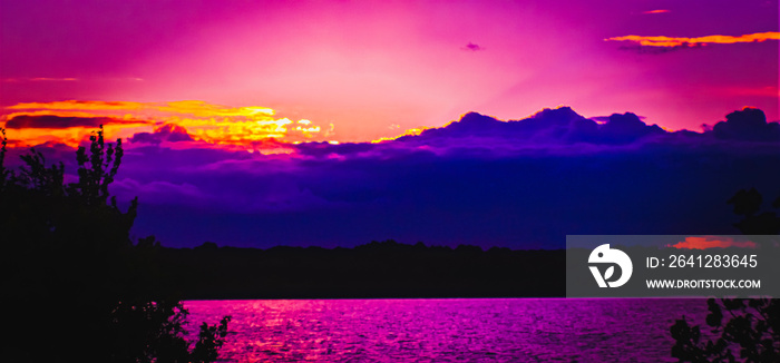 A sunset over Mosquito Lake in Mecca, Ohio