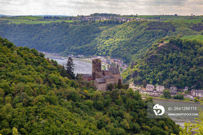 Castle Katz in sankt Goarshausen Rhine Valley landscape Germany