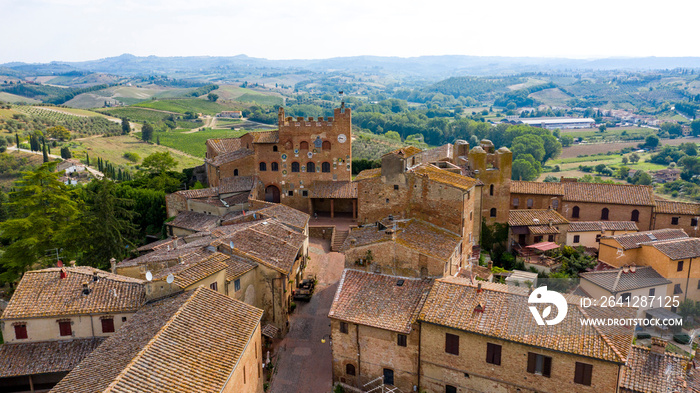 aerial view of the medieval town of certaldo tuscany italy