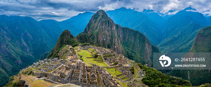 Overview of the lost inca city Machu Picchu in Peru.