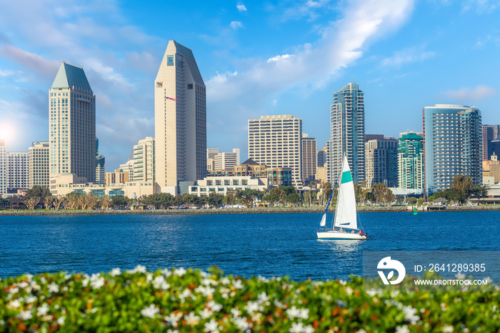 Downtown San Diego city skyline cityscape of USA