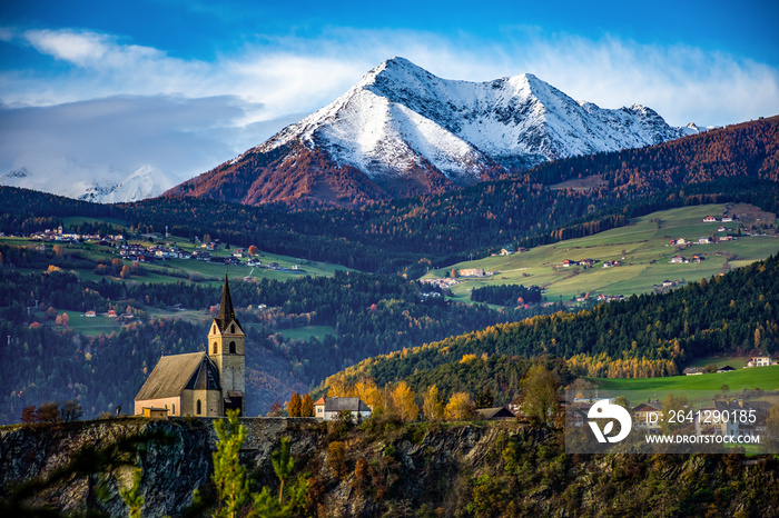 Rodenegg Chruch South Tyrol, Village in the Alps