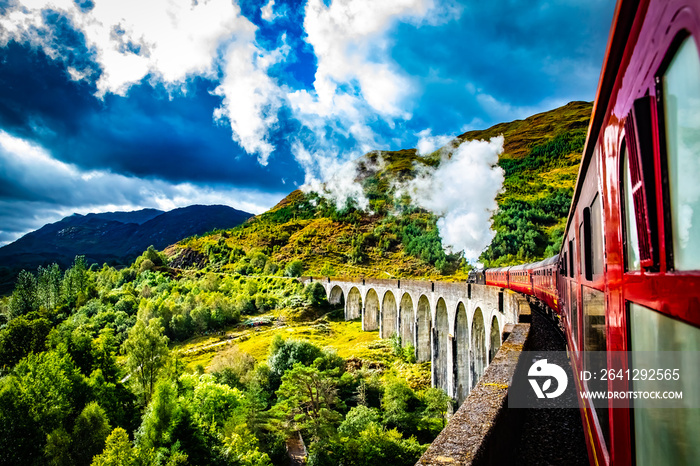 Glenfinnan Railway Viaduct with train