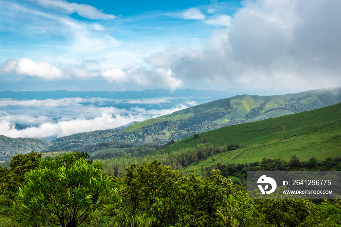 mountain coverd with cloud layers and beautiful sky