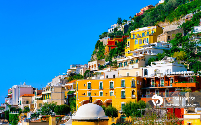 Citiscape and landscape of Positano town at Amalfi Coast reflex