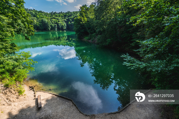 Small Emerald Lake in so called  Beech Woods  - large landscape park in Szczecin city, Poland