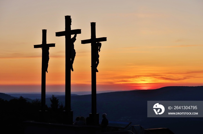 Sonnenuntergang auf dem Kreuzberg, Rhön