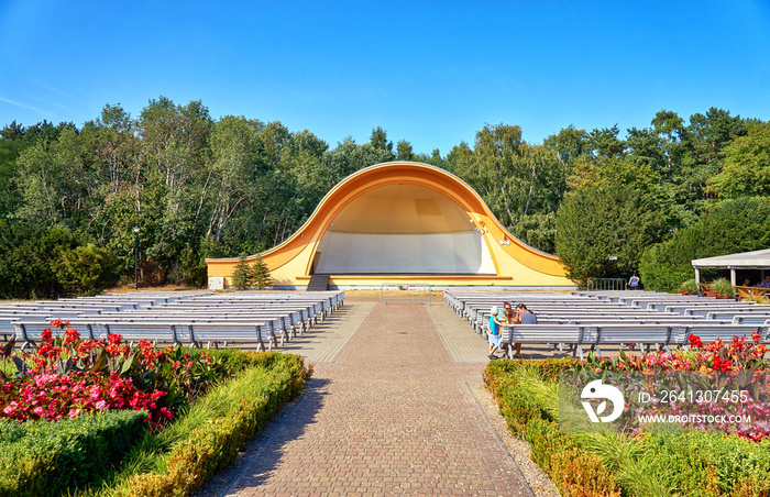 Public outdoor concert shell on the promenade in Swinemünde. Swinoujscie, Poland